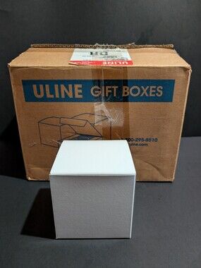 Gift Boxes Lot Of 67 Glossy White 4 x4 x4 Inches S-7087 ULine